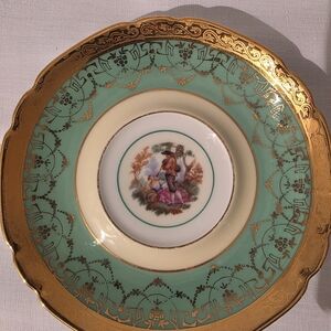 Vintage Victoria Czechoslovakia Hand Decorated 24kt Gold Dish